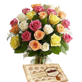 25 colorful roses with chokolates | Flower Delivery Vladimir