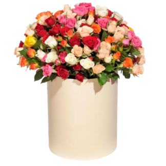 Mixed roses in a hatbox | Flower Delivery Vladimir