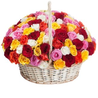 51 colorful roses in the basket | Flower Delivery Vladimir